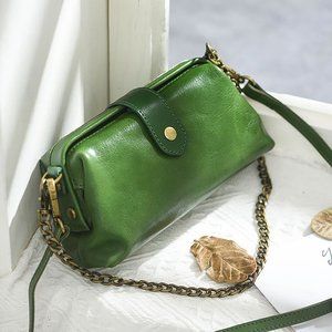 vintage mini doctor bag, vegetable tanned leather crossbody bag, women's bag